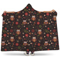 Cute Owl Print Hooded Blanket