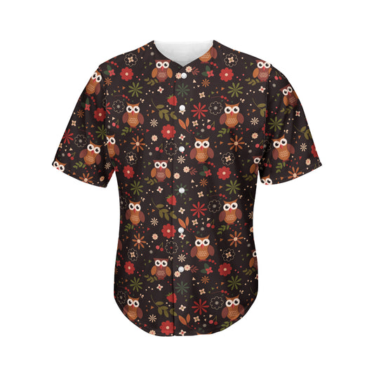 Cute Owl Print Men's Baseball Jersey