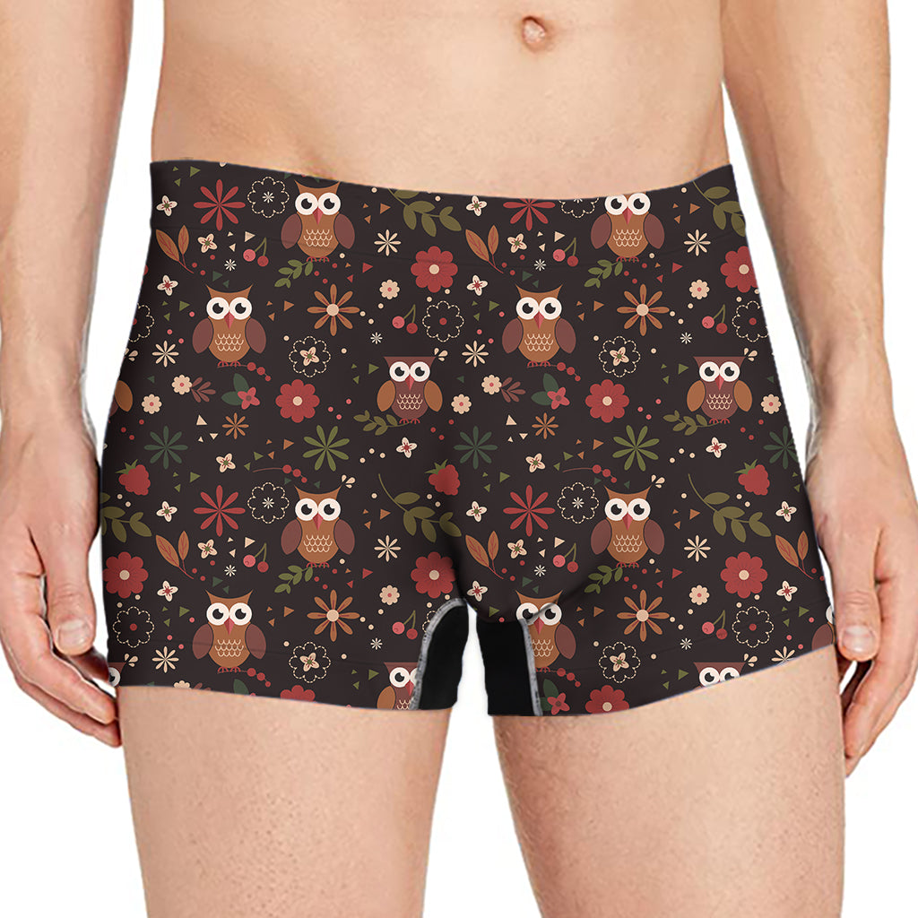 Cute Owl Print Men's Boxer Briefs