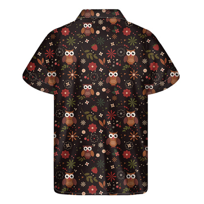 Cute Owl Print Men's Short Sleeve Shirt
