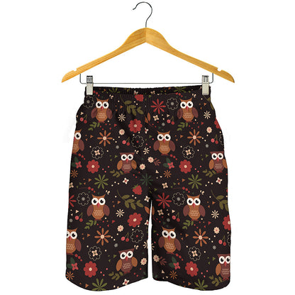 Cute Owl Print Men's Shorts