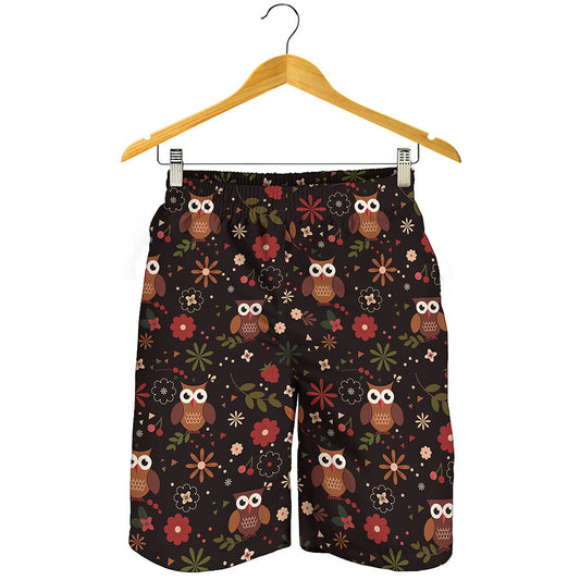 Cute Owl Print Men's Shorts