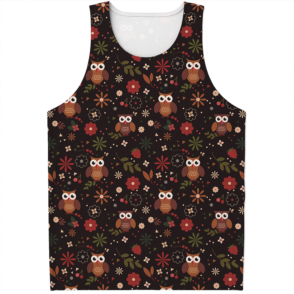 Cute Owl Print Men's Tank Top
