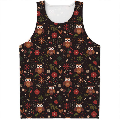 Cute Owl Print Men's Tank Top