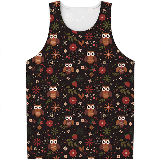 Cute Owl Print Men's Tank Top