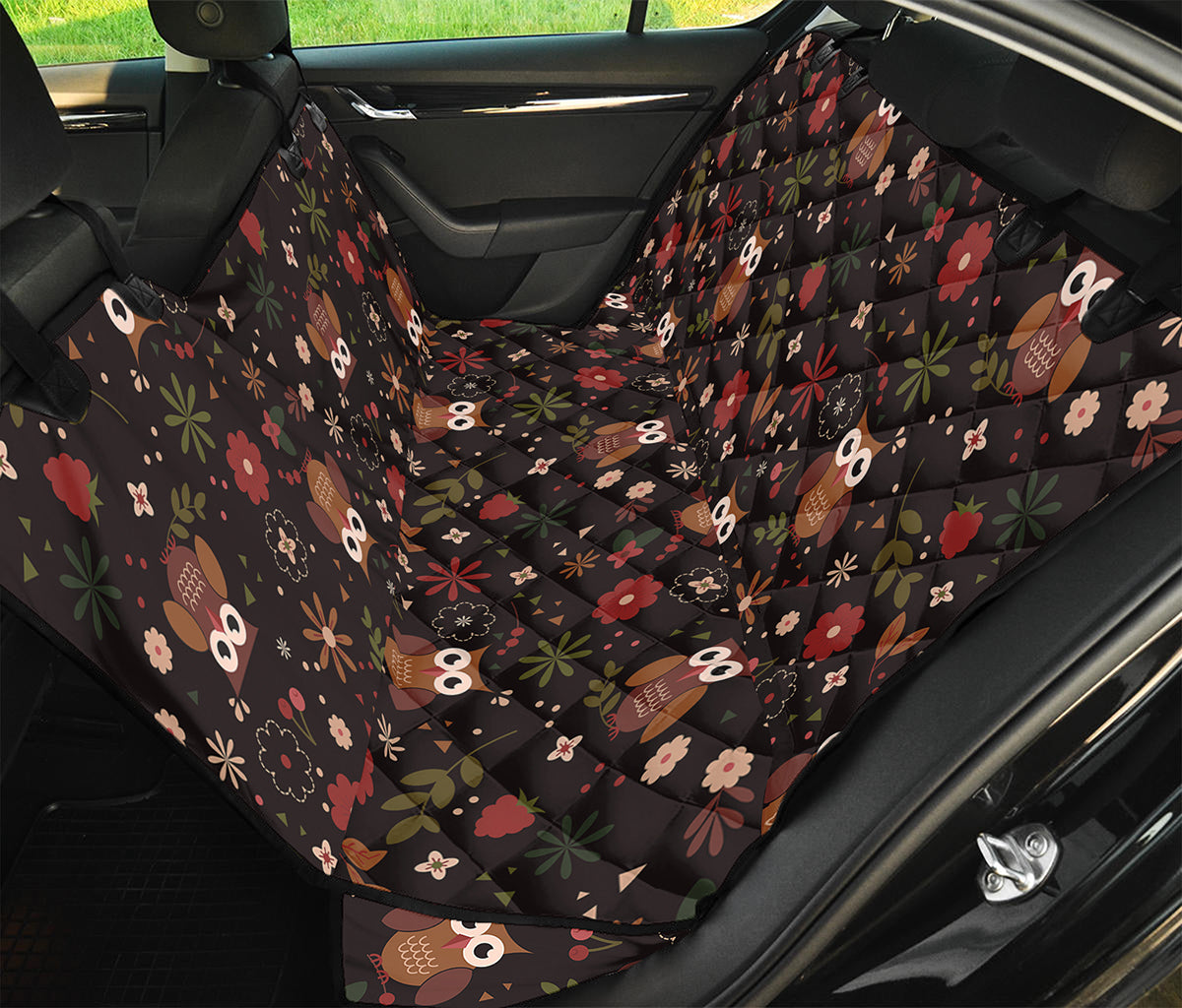 Cute Owl Print Pet Car Back Seat Cover