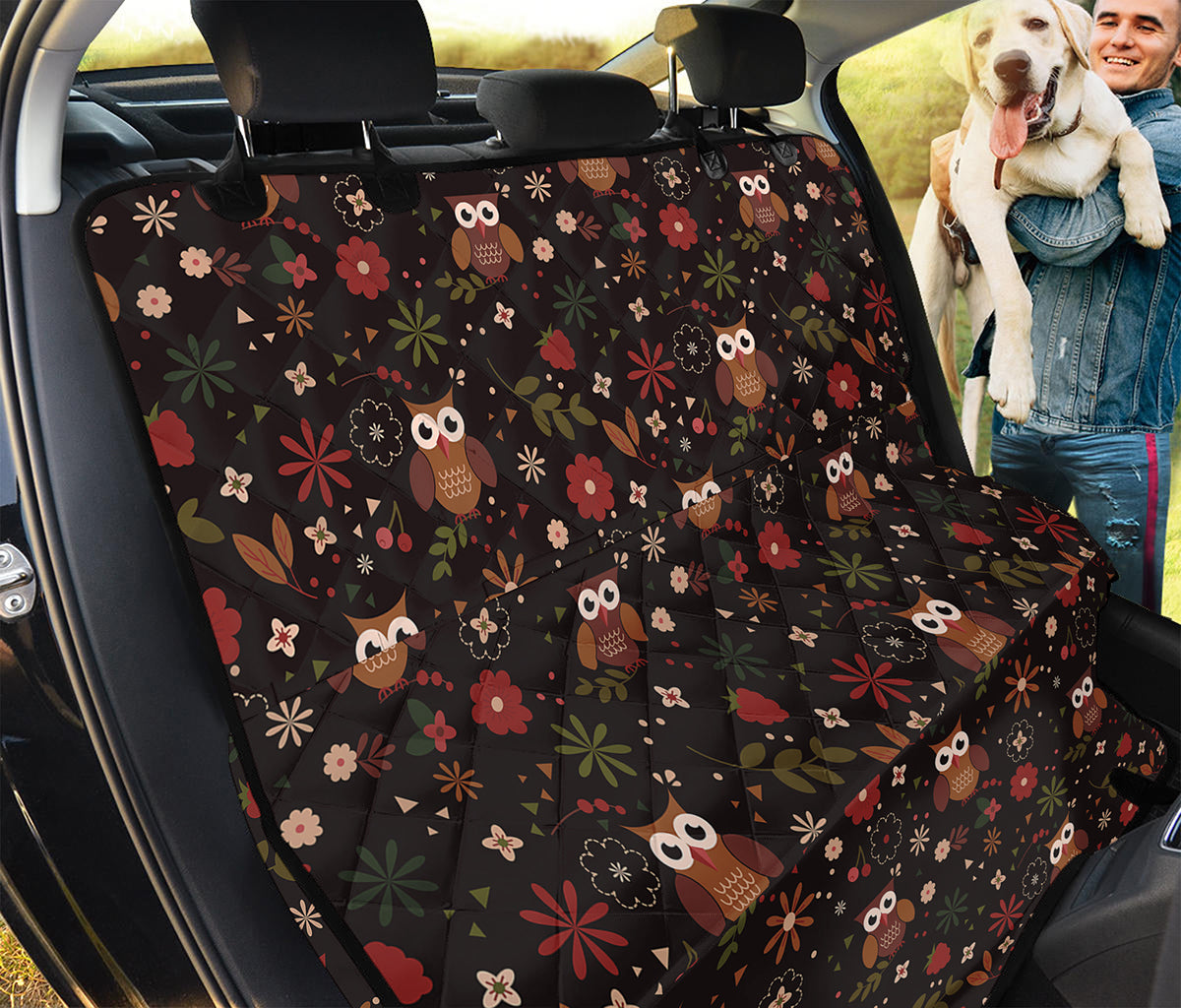 Cute Owl Print Pet Car Back Seat Cover