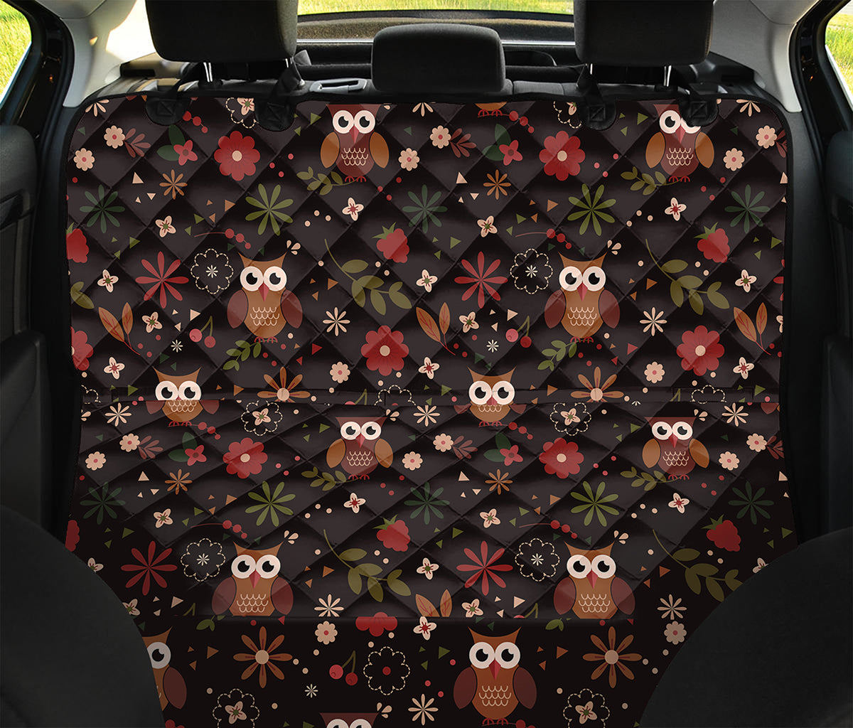 Cute Owl Print Pet Car Back Seat Cover