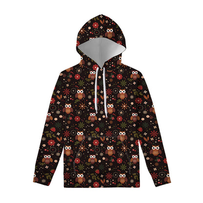 Cute Owl Print Pullover Hoodie