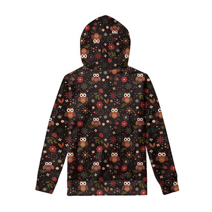Cute Owl Print Pullover Hoodie