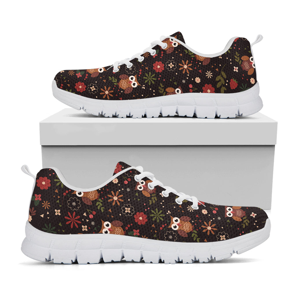 Cute Owl Print White Sneakers