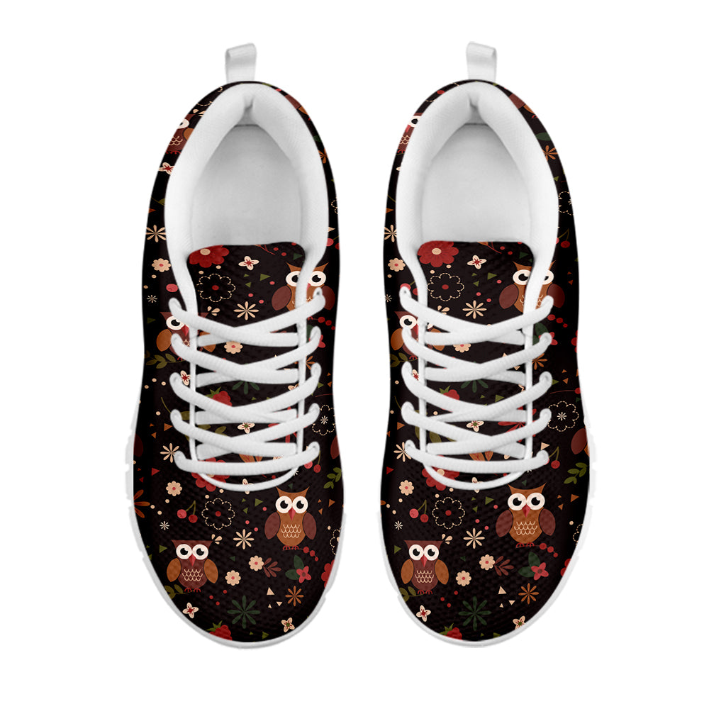 Cute Owl Print White Sneakers