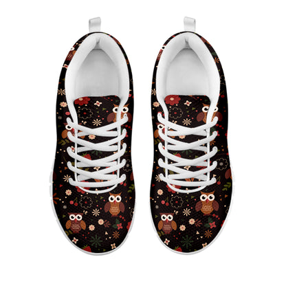 Cute Owl Print White Sneakers