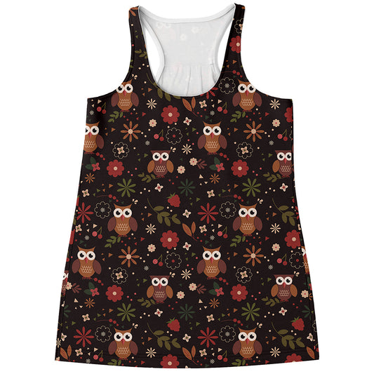 Cute Owl Print Women's Racerback Tank Top