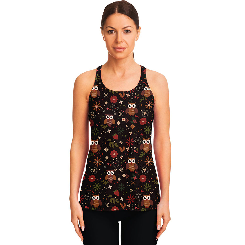 Cute Owl Print Women's Racerback Tank Top