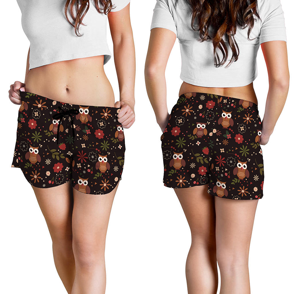 Cute Owl Print Women's Shorts