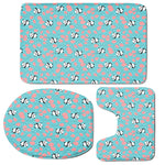 Cute Panda And Balloon Pattern Print 3 Piece Bath Mat Set