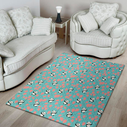 Cute Panda And Balloon Pattern Print Area Rug