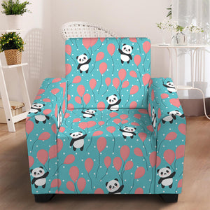 Cute Panda And Balloon Pattern Print Armchair Slipcover