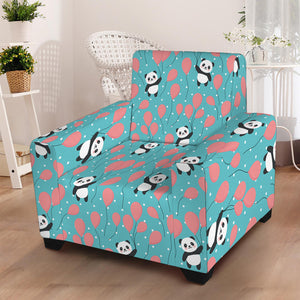 Cute Panda And Balloon Pattern Print Armchair Slipcover