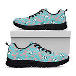 Cute Panda And Balloon Pattern Print Black Sneakers