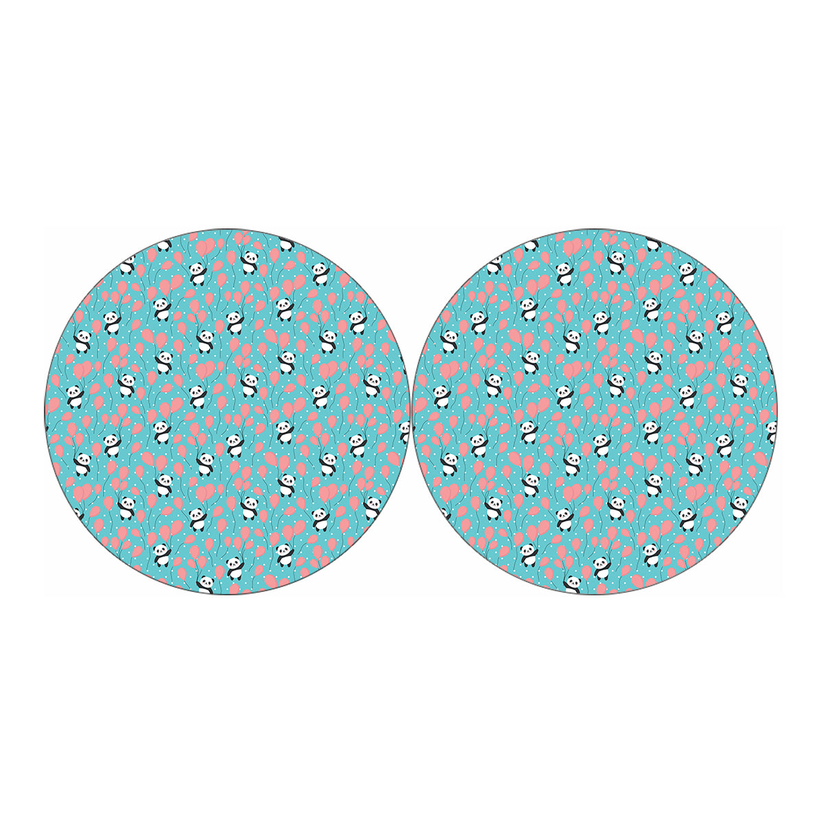 Cute Panda And Balloon Pattern Print Car Coasters