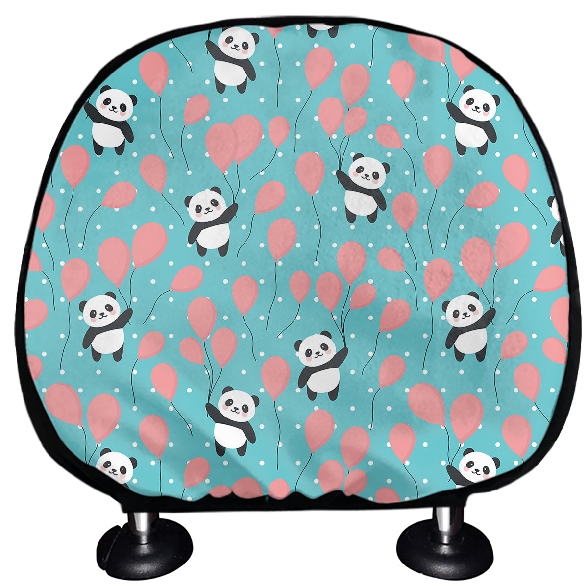 Cute Panda And Balloon Pattern Print Car Headrest Covers