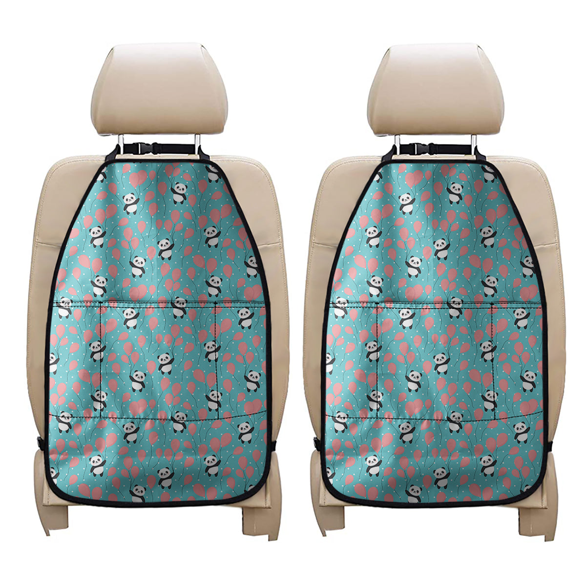 Cute Panda And Balloon Pattern Print Car Seat Organizers