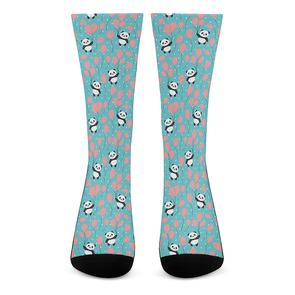 Cute Panda And Balloon Pattern Print Crew Socks