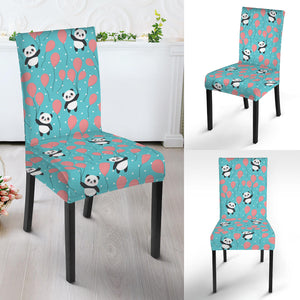 Cute Panda And Balloon Pattern Print Dining Chair Slipcover