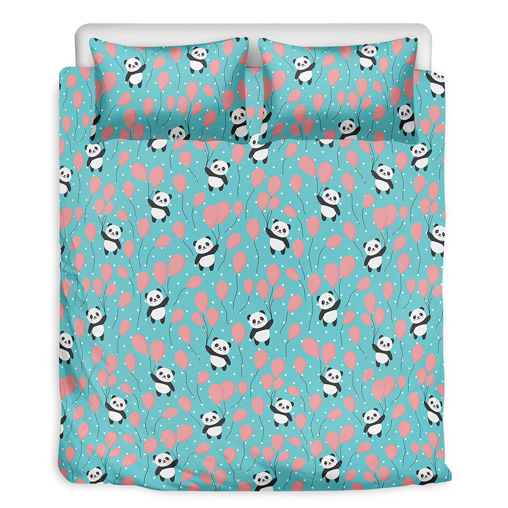 Cute Panda And Balloon Pattern Print Duvet Cover Bedding Set