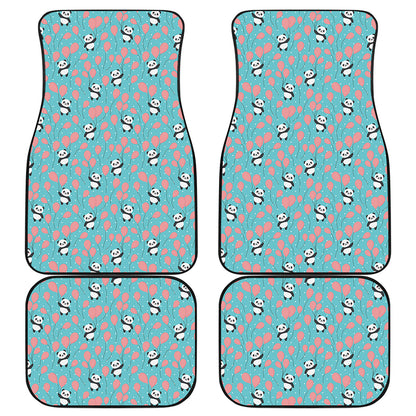 Cute Panda And Balloon Pattern Print Front and Back Car Floor Mats