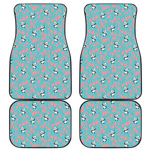 Cute Panda And Balloon Pattern Print Front and Back Car Floor Mats