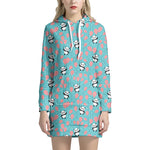 Cute Panda And Balloon Pattern Print Hoodie Dress