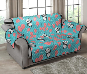 Cute Panda And Balloon Pattern Print Loveseat Protector