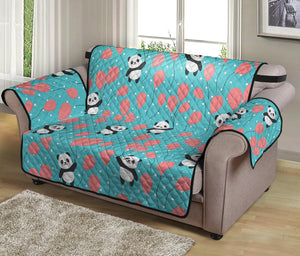 Cute Panda And Balloon Pattern Print Loveseat Protector