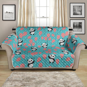 Cute Panda And Balloon Pattern Print Loveseat Protector