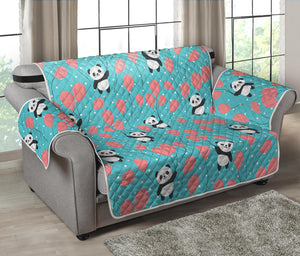 Cute Panda And Balloon Pattern Print Loveseat Protector