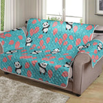 Cute Panda And Balloon Pattern Print Loveseat Protector