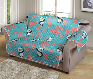 Cute Panda And Balloon Pattern Print Loveseat Protector