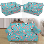 Cute Panda And Balloon Pattern Print Loveseat Slipcover