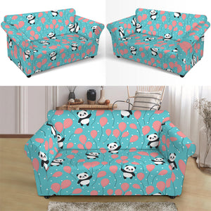 Cute Panda And Balloon Pattern Print Loveseat Slipcover