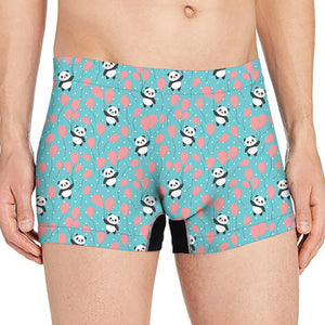 Cute Panda And Balloon Pattern Print Men's Boxer Briefs