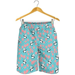 Cute Panda And Balloon Pattern Print Men's Shorts