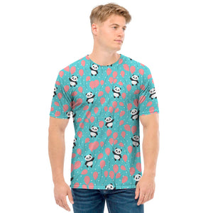 Cute Panda And Balloon Pattern Print Men's T-Shirt