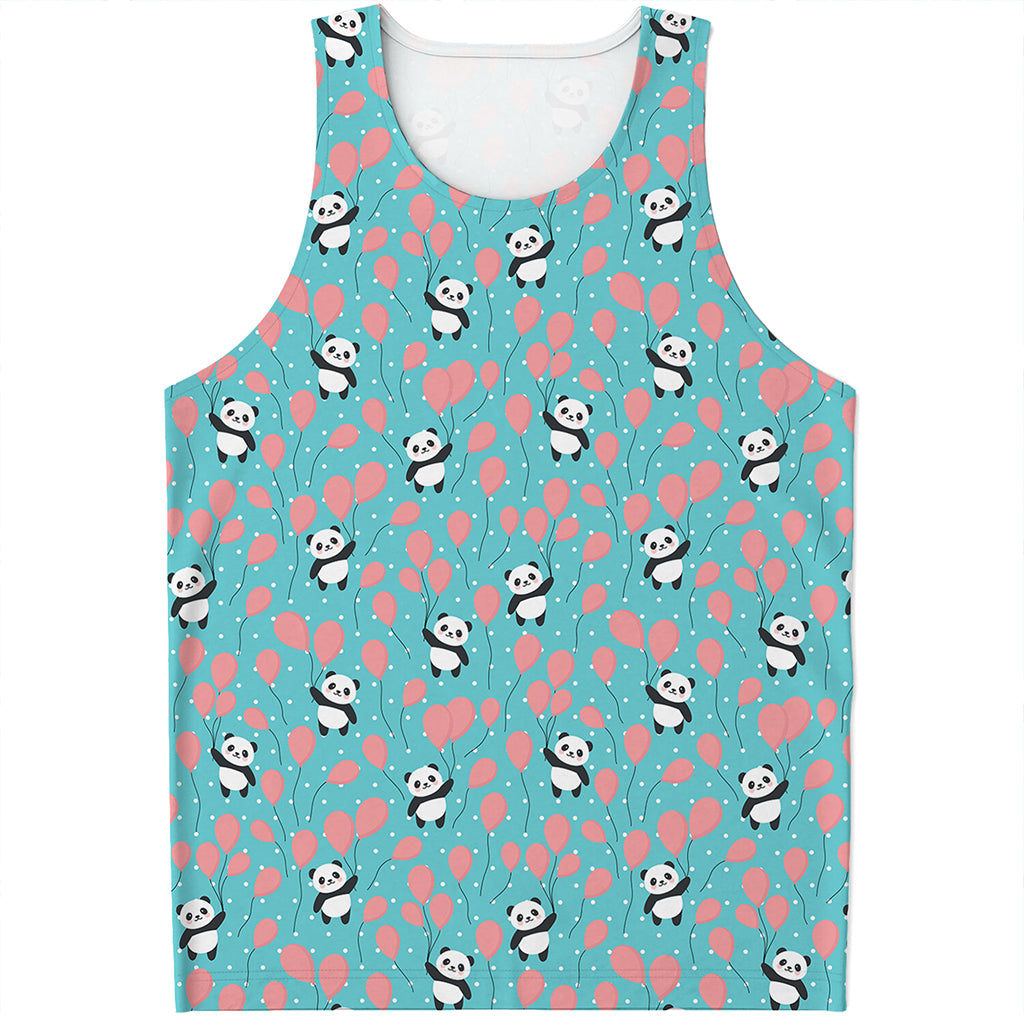 Cute Panda And Balloon Pattern Print Men's Tank Top