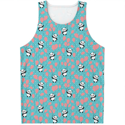 Cute Panda And Balloon Pattern Print Men's Tank Top