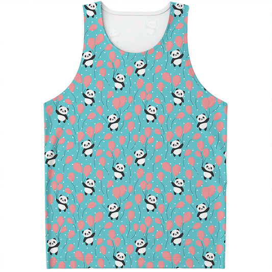 Cute Panda And Balloon Pattern Print Men's Tank Top