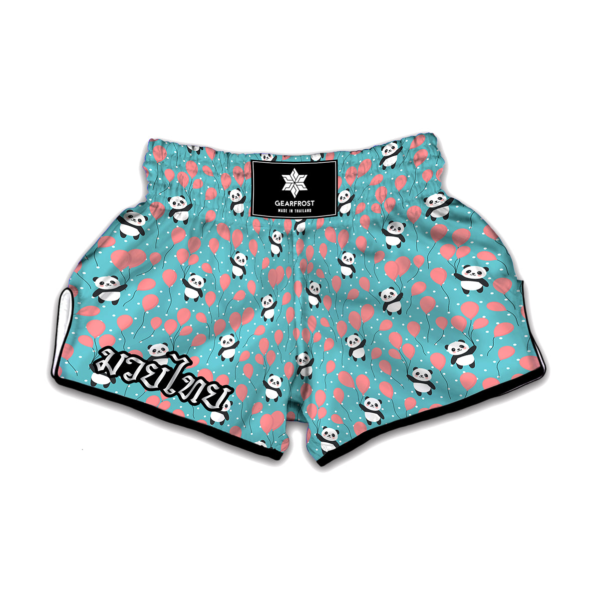 Cute Panda And Balloon Pattern Print Muay Thai Boxing Shorts