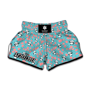 Cute Panda And Balloon Pattern Print Muay Thai Boxing Shorts